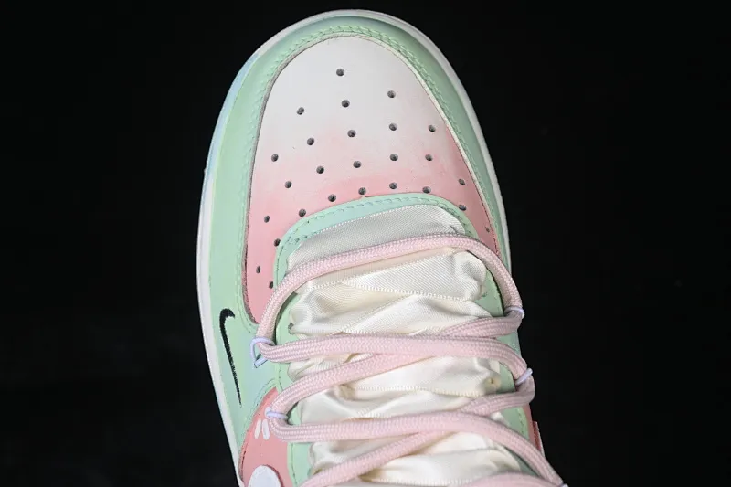 All categories Nk Air Force 1 Air Force series Nk Air Force 1 Low Air Force low top Nike Air Force 1'07 Low "Pink Cherry & Mint" Hand-painted graffiti Pink Cherry Mint Air Force One customized sneakers FB1839-818